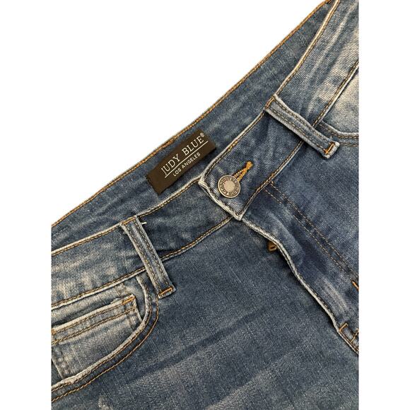 Judy Blue Medium Wash Cuffed Denim Jean Shorts 29 - Picture 3 of 5